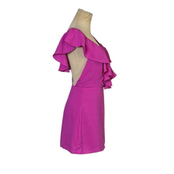 American Threads fuchsia ruffled open crossed back romper size Large - Picture 14 of 16